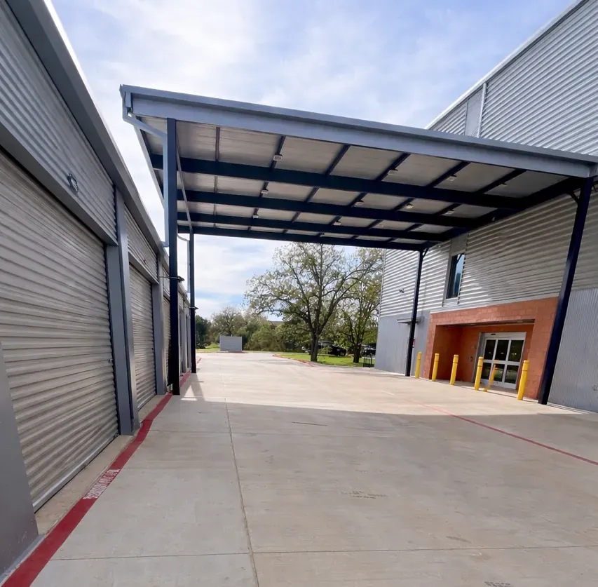 Covered drive through outside the Parkside storage facility. 